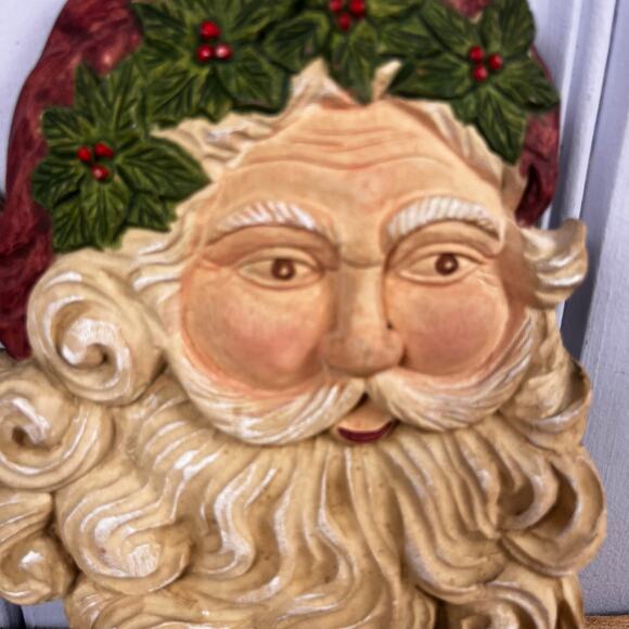 Vtg Old World Santa Claus Wall Plaque Victorian Style 9” Father  Christmas decor - Picture 4 of 10